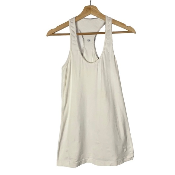 Lululemon White Cool Racerback Fitted Athletic Tank Top 6 - Picture 1 of 4